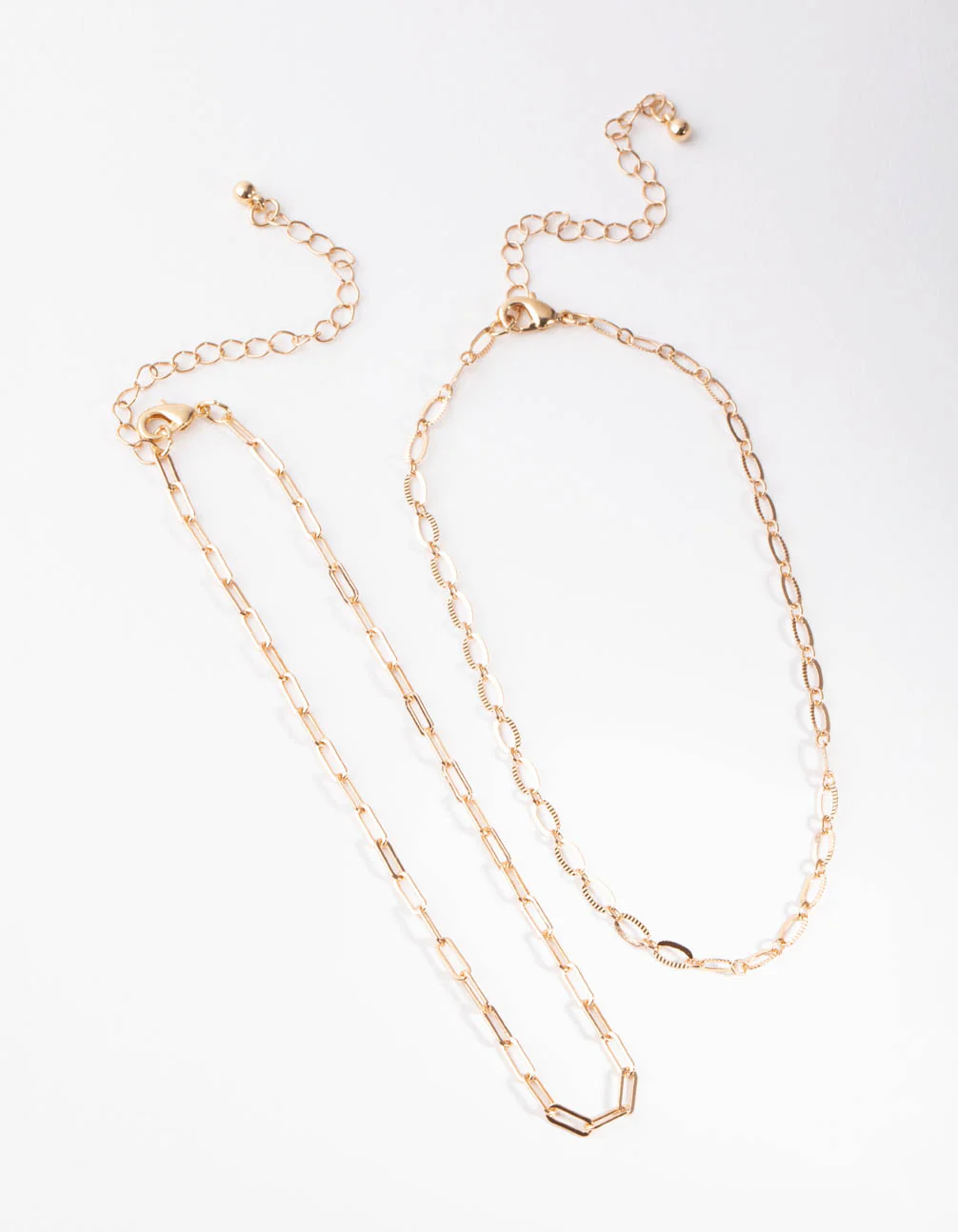 Gold Small Rectangle Chain Necklace - Image 2