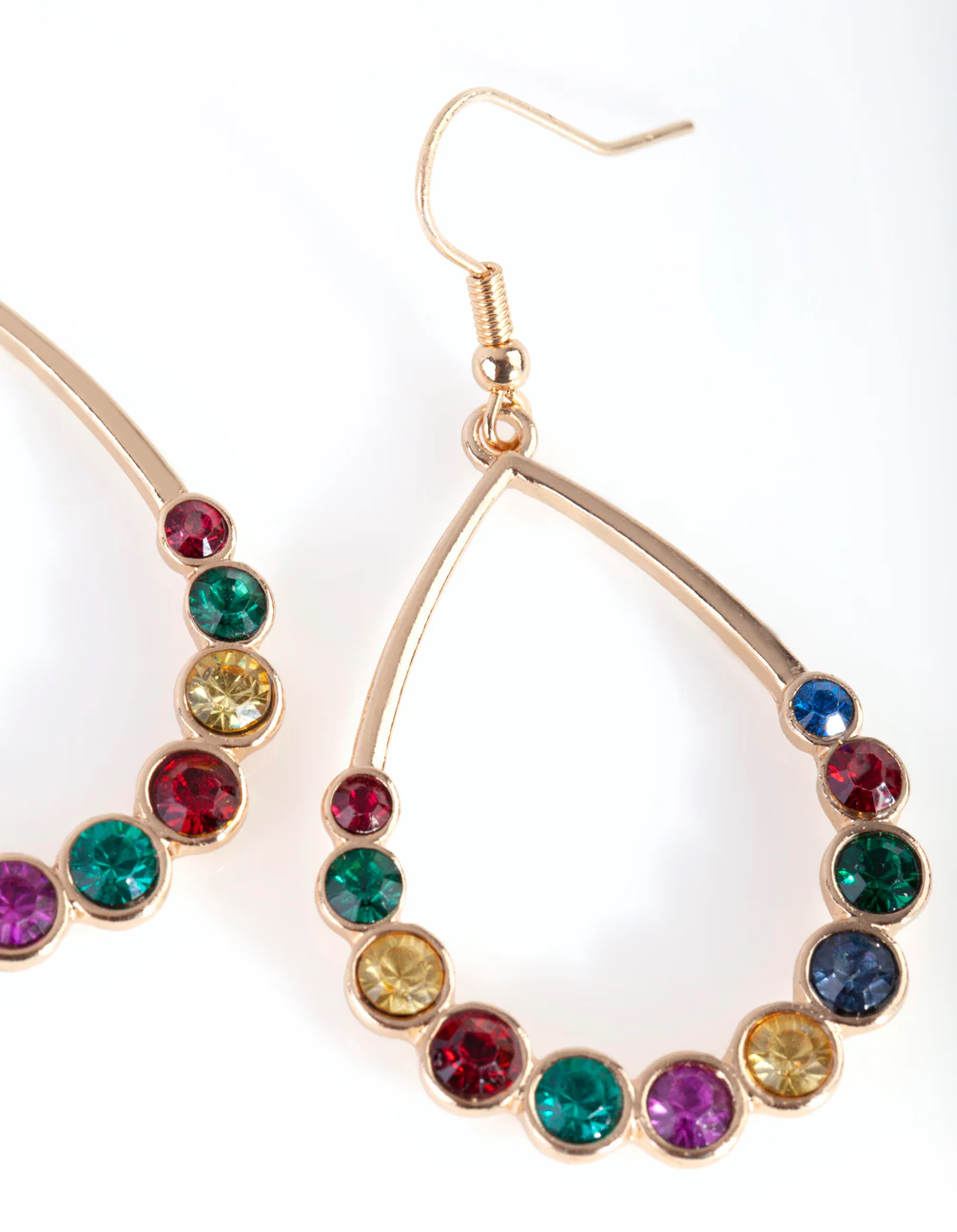 Gold Teardrop Multi Diamante Earrings - Image 2