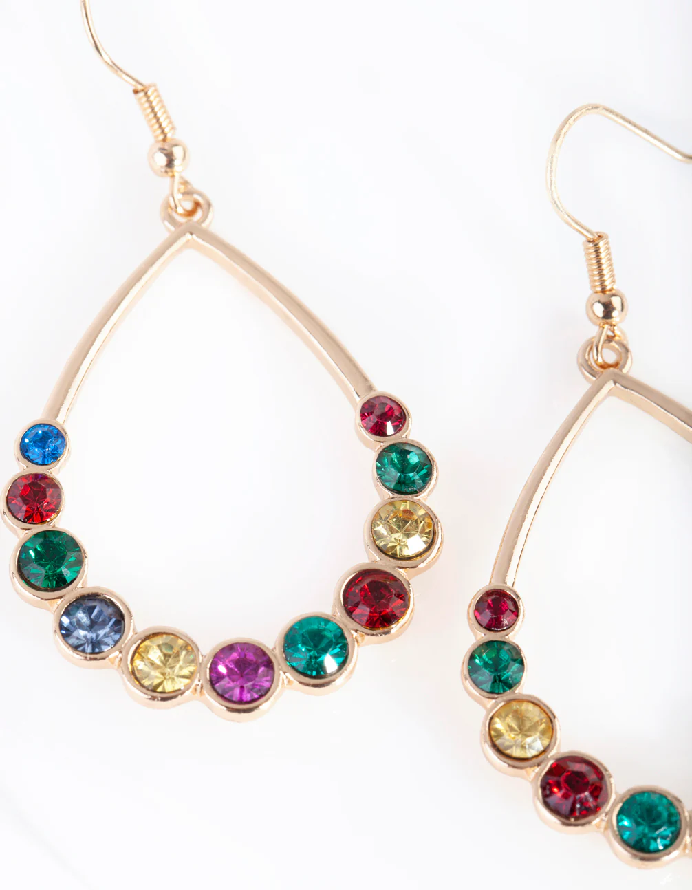 Gold Teardrop Multi Diamante Earrings - Image 3