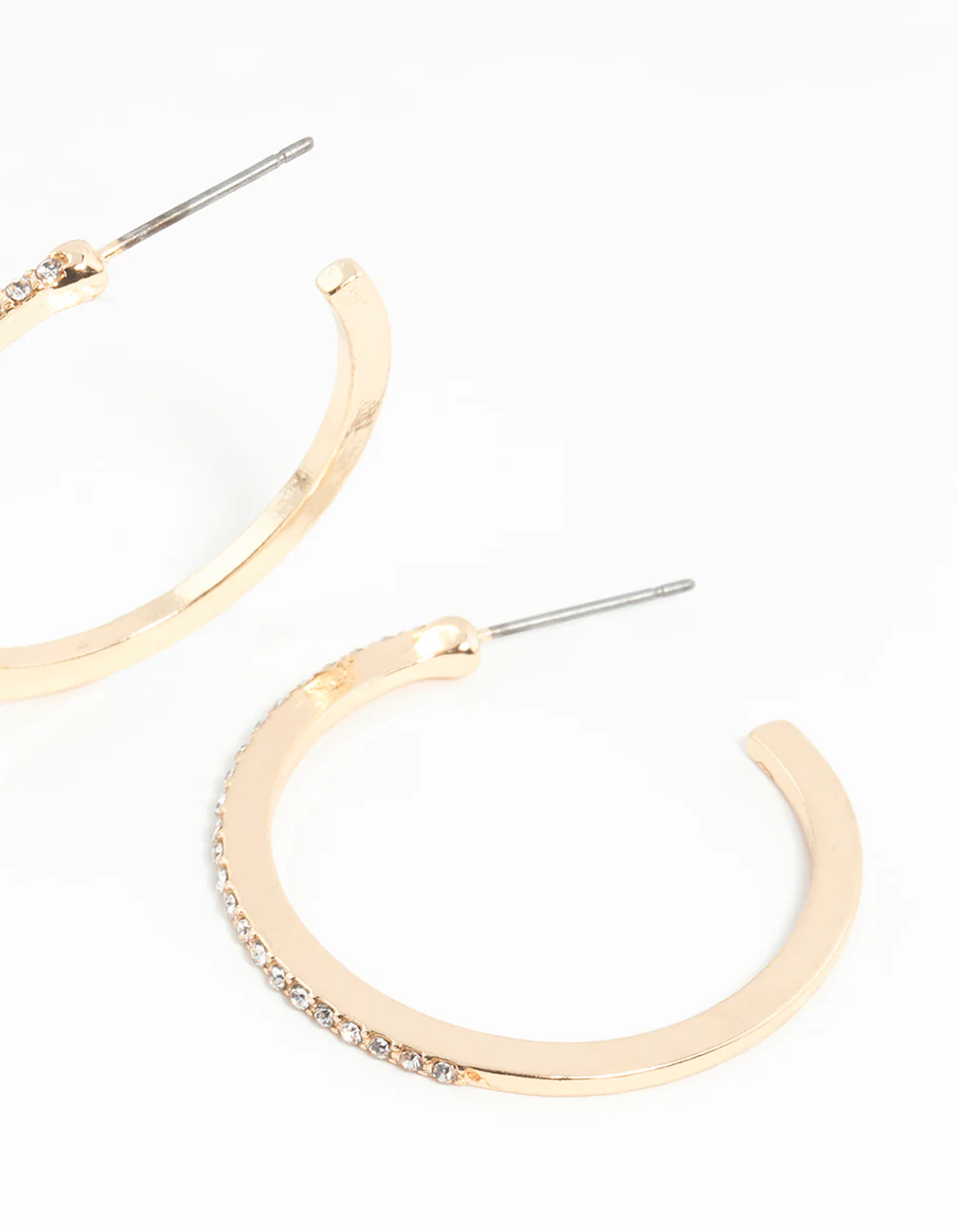 Gold Thin Diamante Hoop Earrings - Image 3