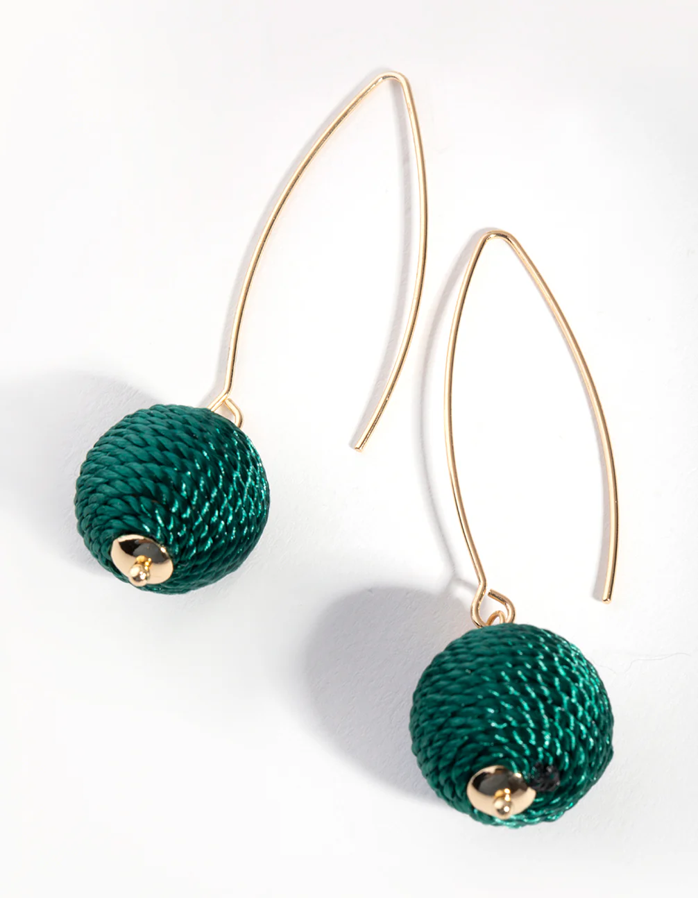 Gold Thread-Wrapped Ball Drop Earrings - Image 2