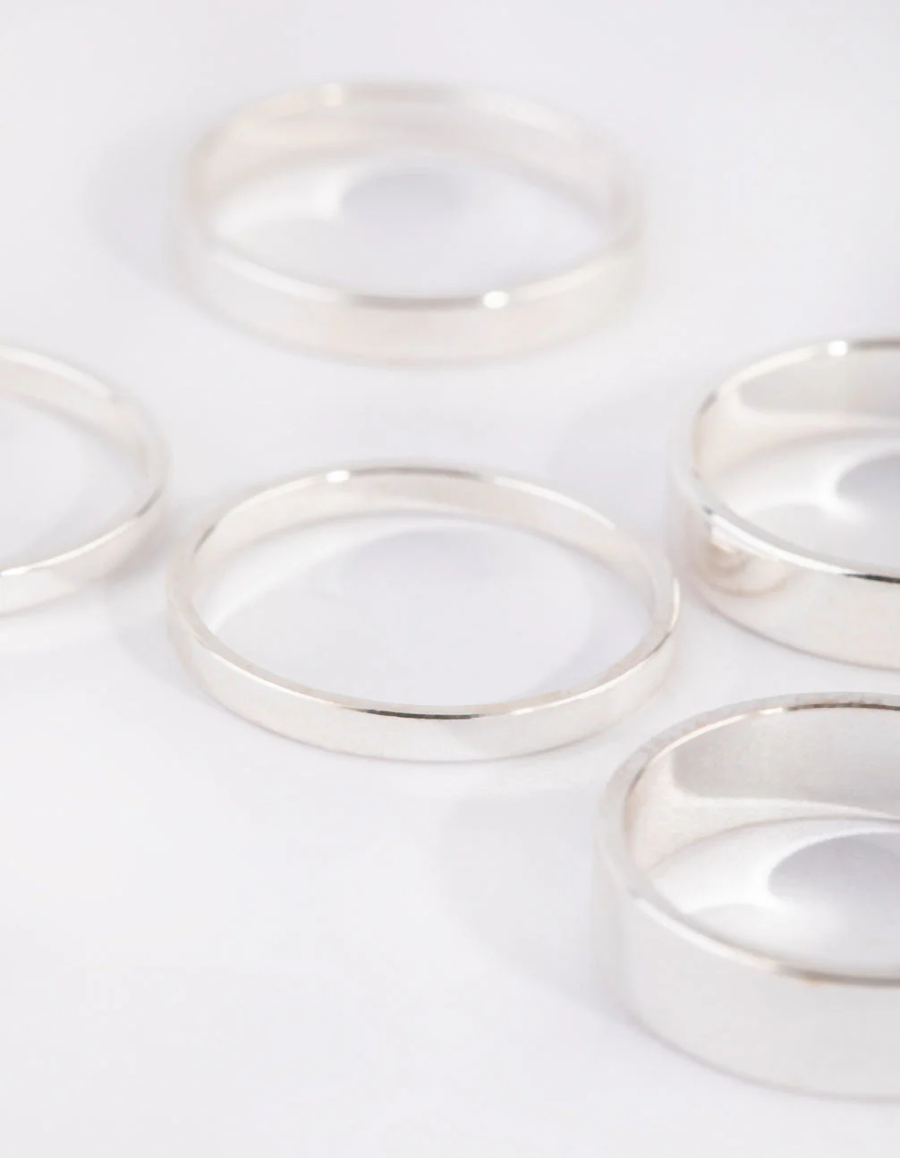 Silver Flat Band Ring 5-Pack - Image 2