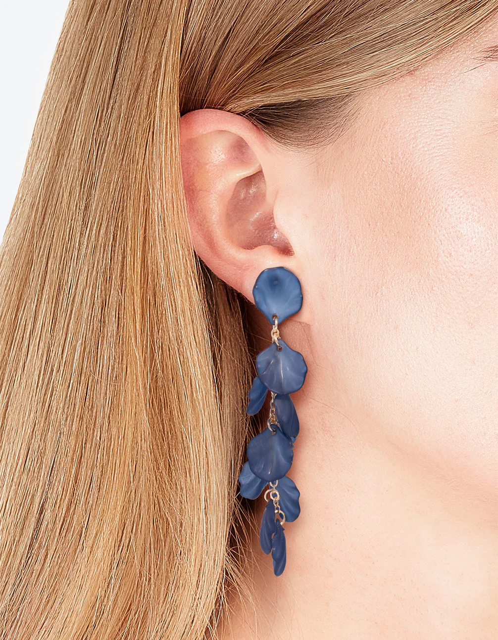 Navy Chain Drop Earrings - Image 2