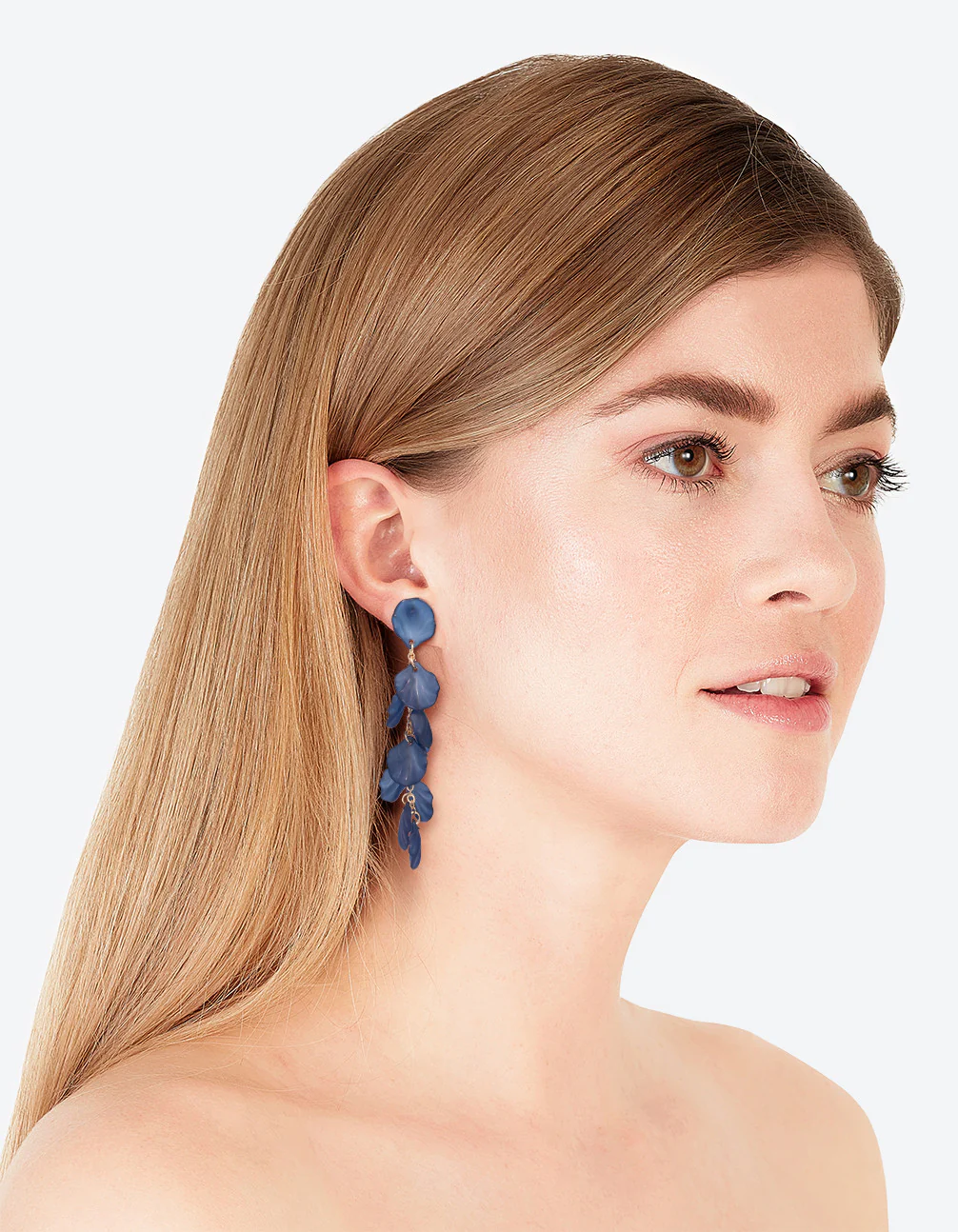 Navy Chain Drop Earrings - Image 3