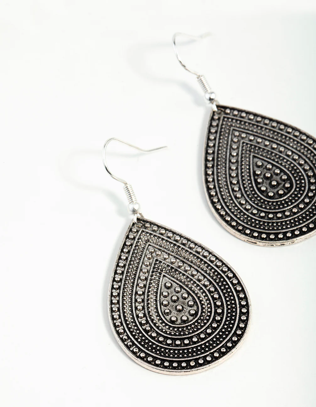 Antique Silver Teardrop Earrings - Image 2