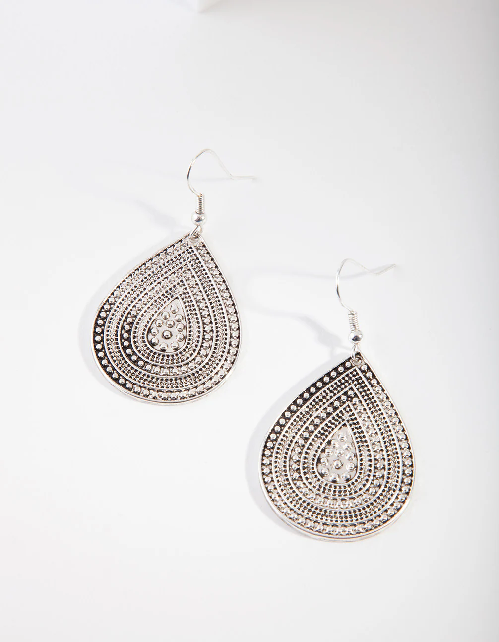 Antique Silver Teardrop Earrings - Image 3