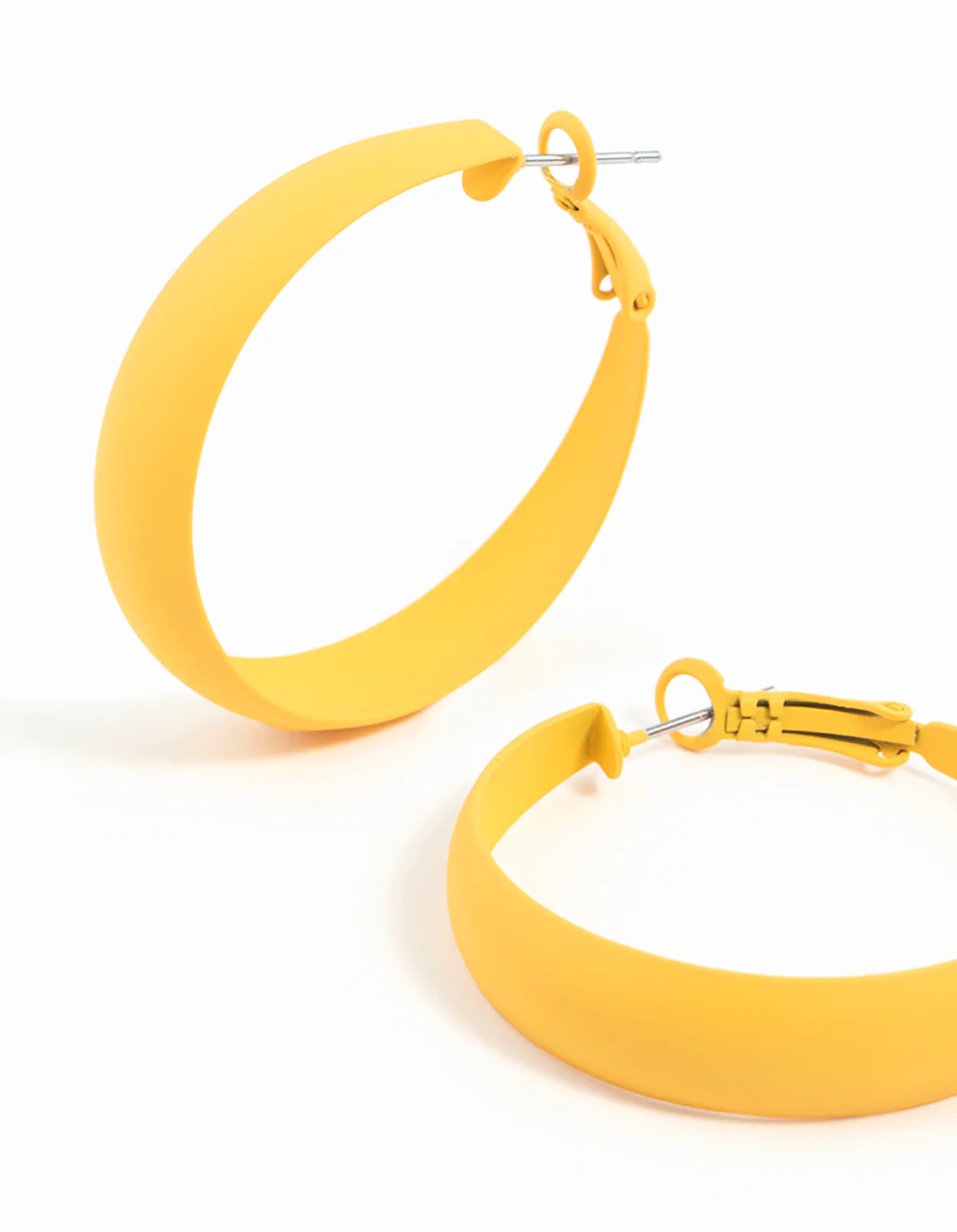 Matte Yellow Hoop Earrings - Image 2