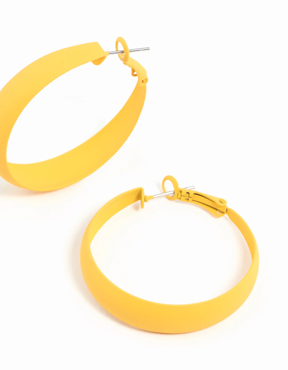 Matte Yellow Hoop Earrings - Image 3