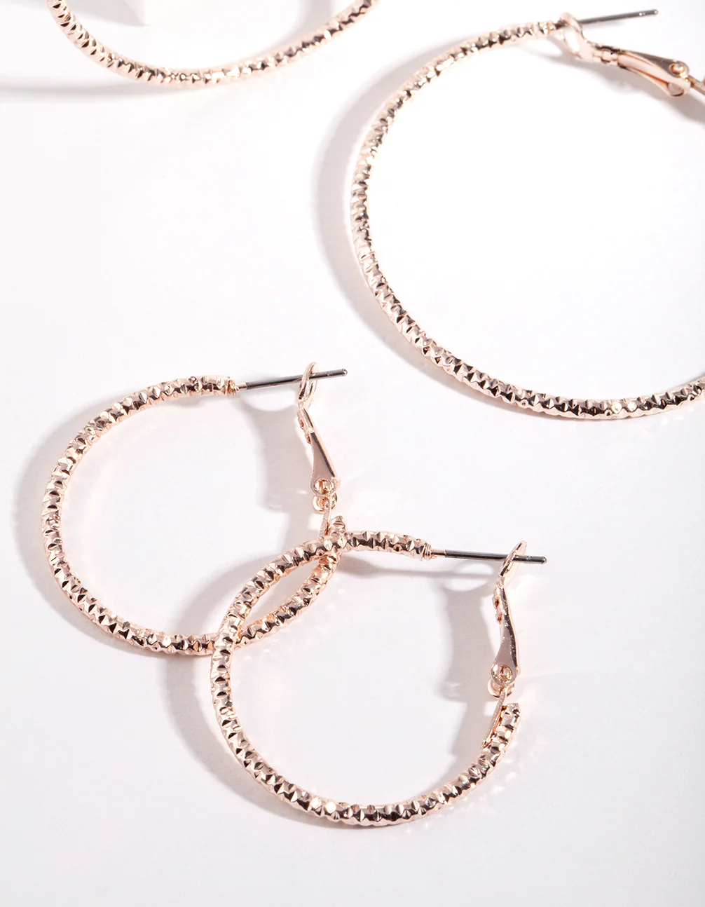 Rose Gold Triple Cut Hoop Earring Pack - Image 2