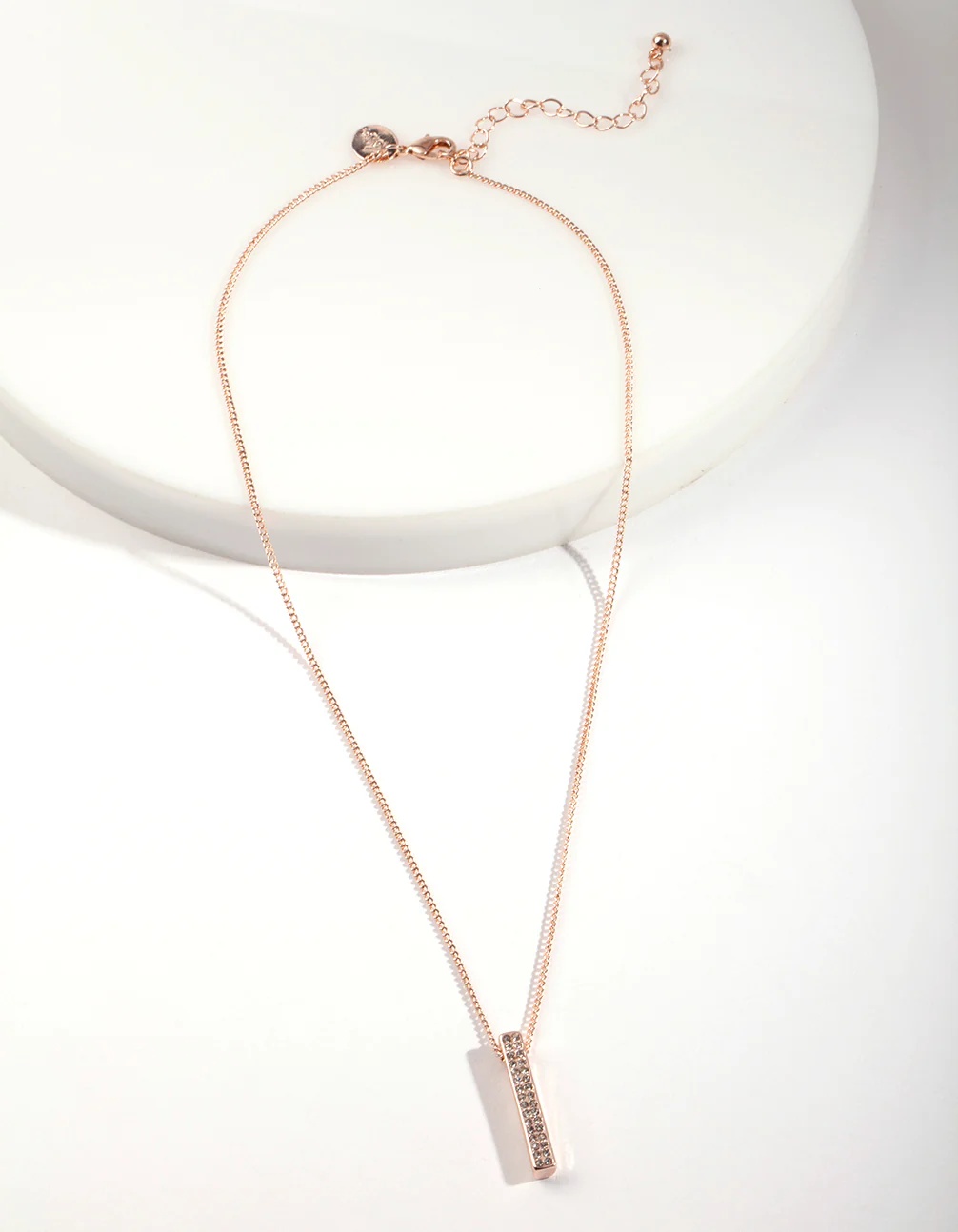 Rose Gold Geo Rectangle Necklace - Image 2