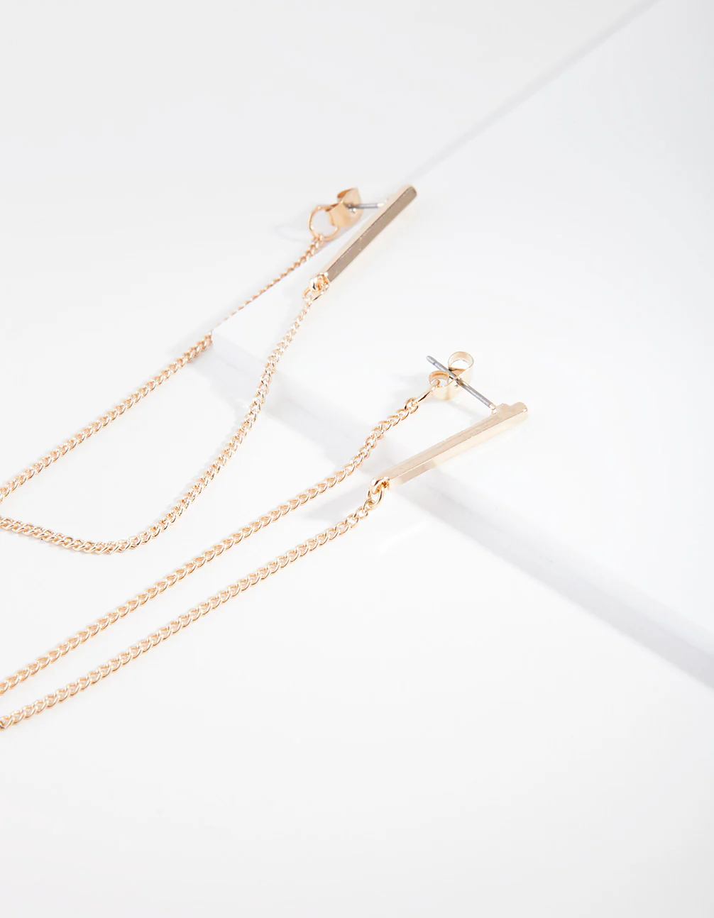 Gold Bar Wrap Chain Earrings - Image 2