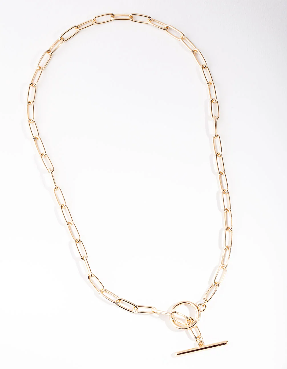 Gold Long Link Bar Necklace - Image 4