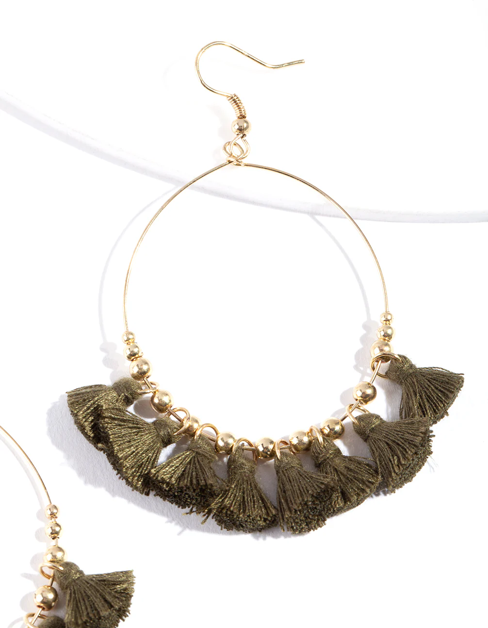 Gold Mini Tassel Charm Earrings - Image 2