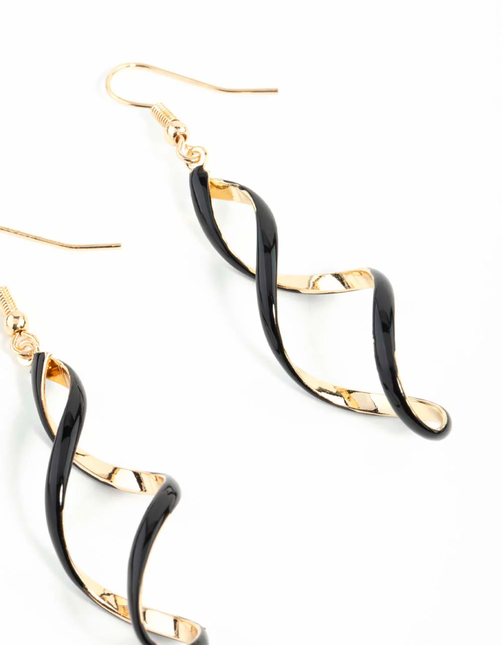 Black Gold Spiral Earrings - Image 14
