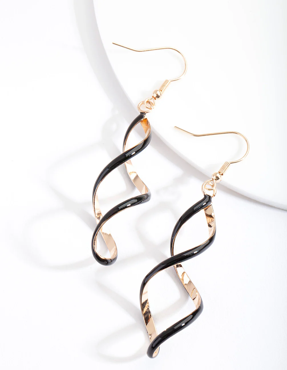 Black Gold Spiral Earrings - Image 2