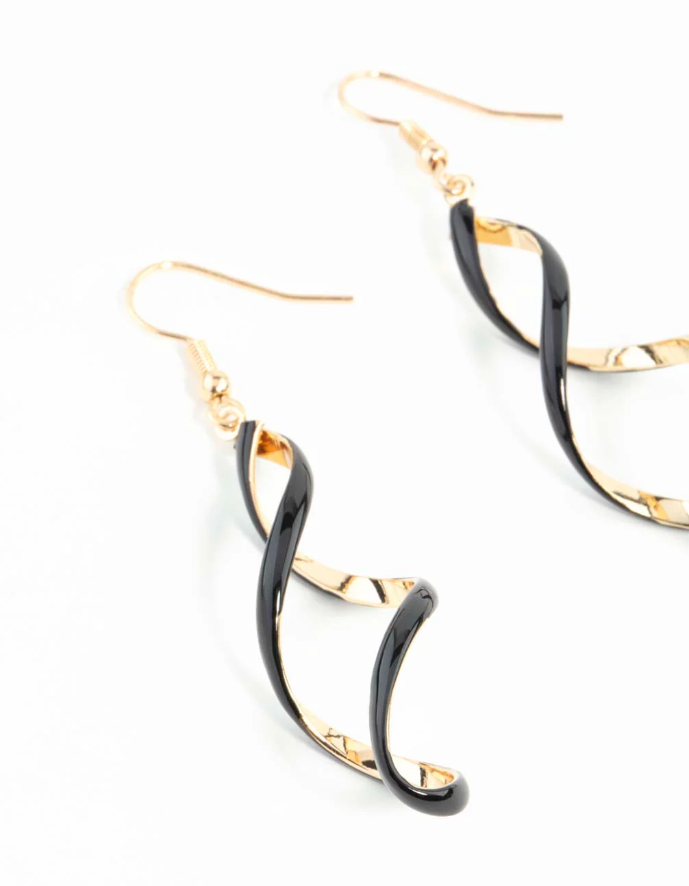 Black Gold Spiral Earrings - Image 7