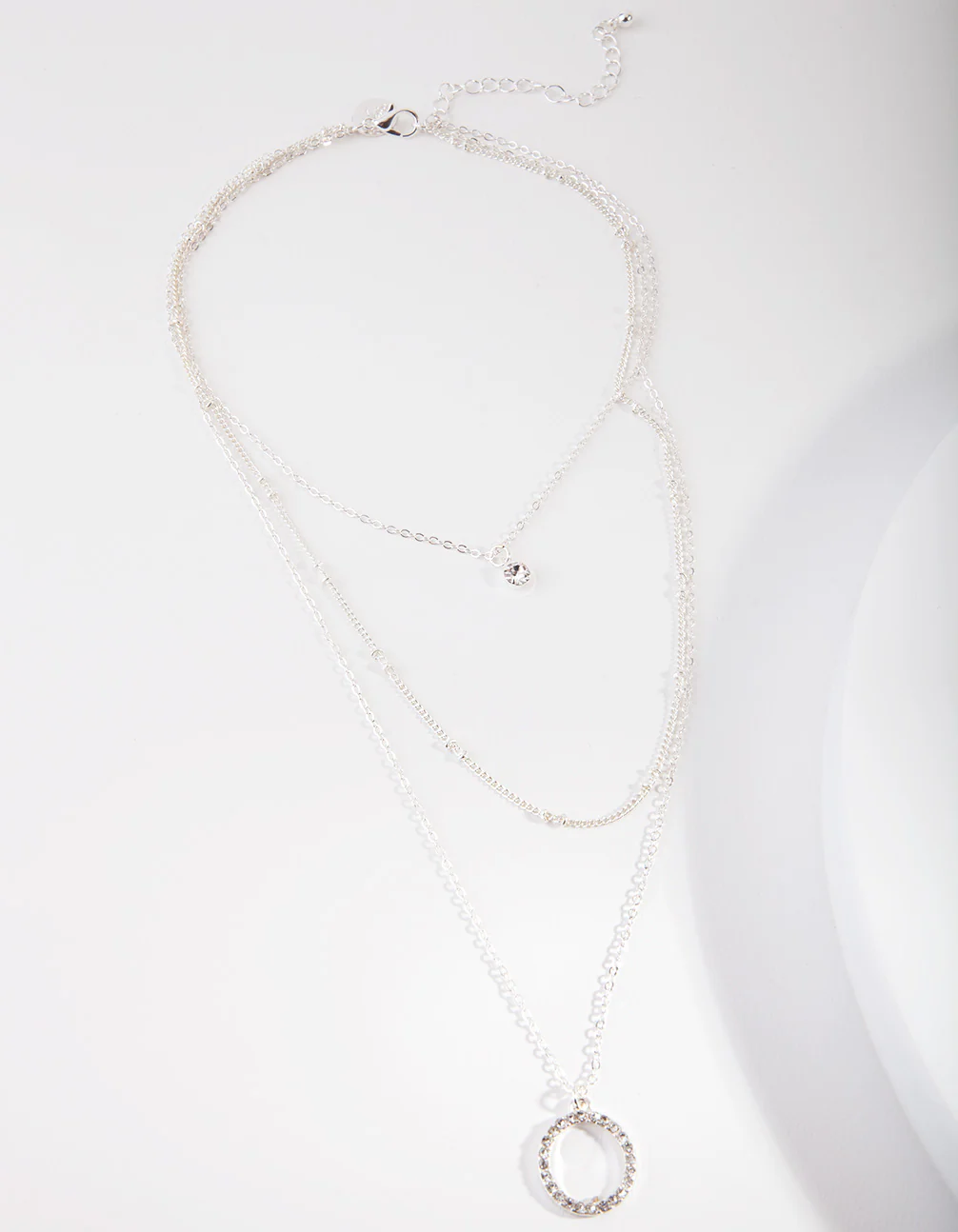Silver Diamante Circle Necklace - Image 2
