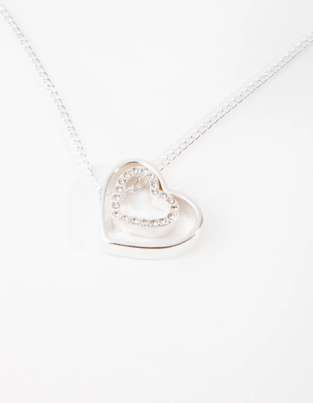 Silver Double Heart Necklace - Image 3