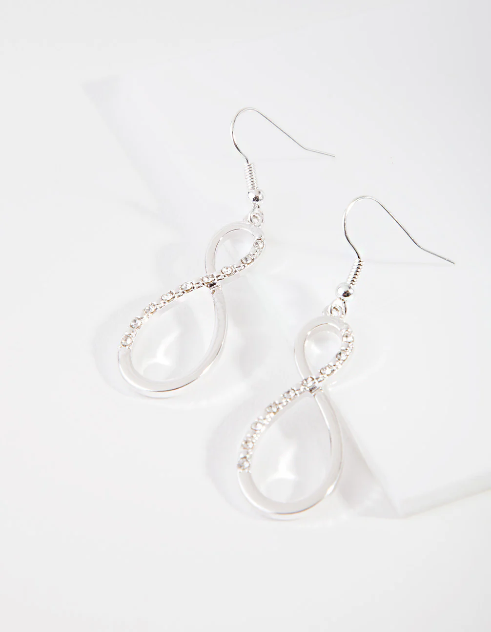 Silver Diamante Infinity Drop Earrings - Image 2