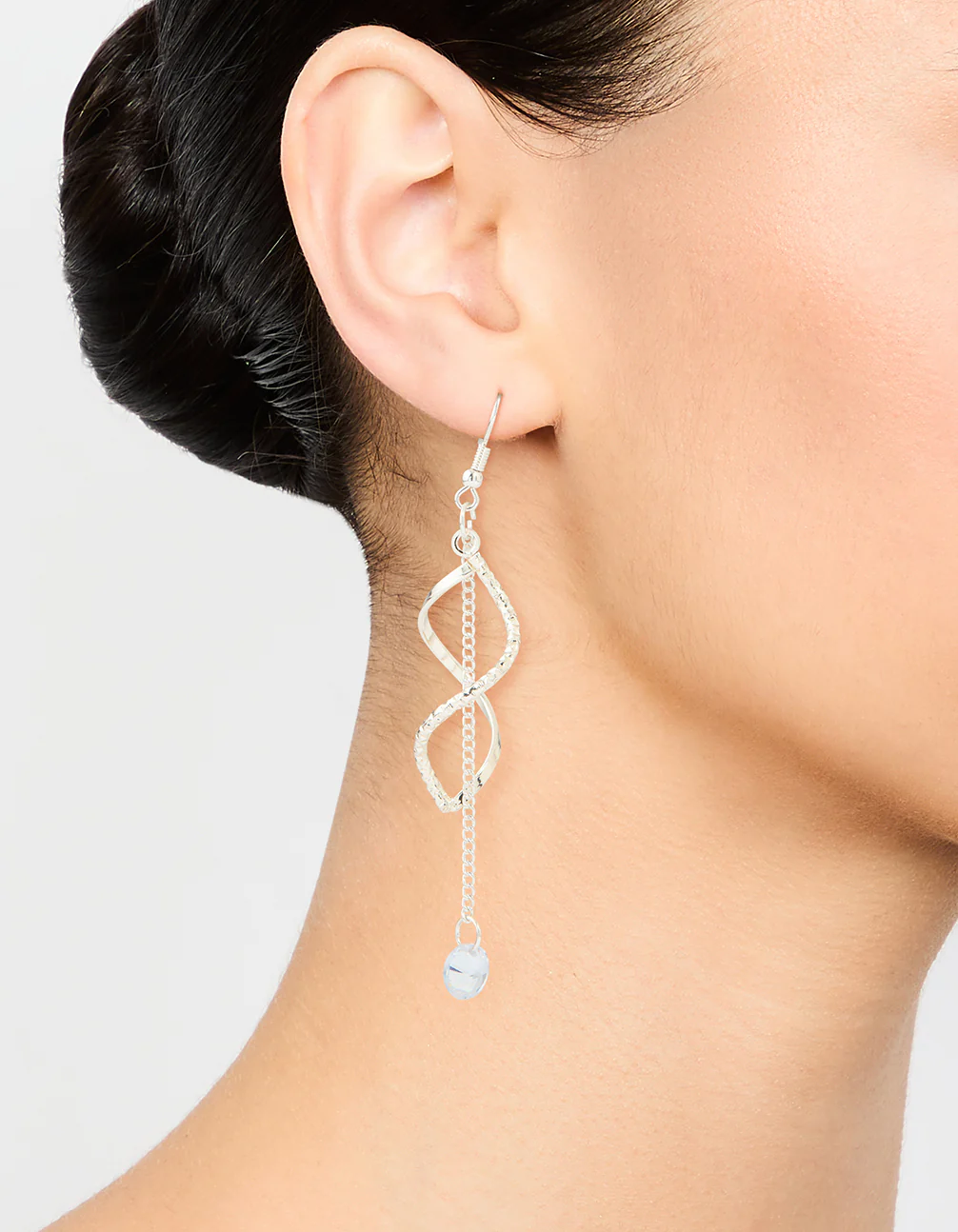 Silver Swirl Drop Earrings - Image 2