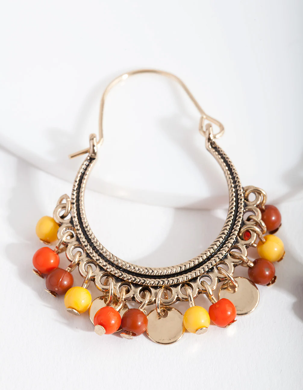 Antique Gold Neutral Bead Earrings - Image 3