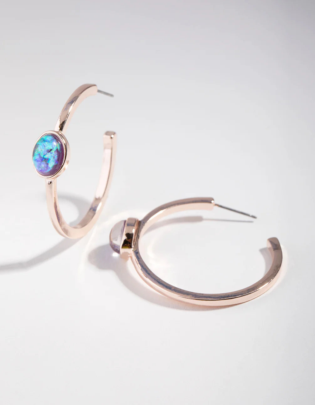 Rose Gold Foiled Stone Hoop Earrings - Image 2