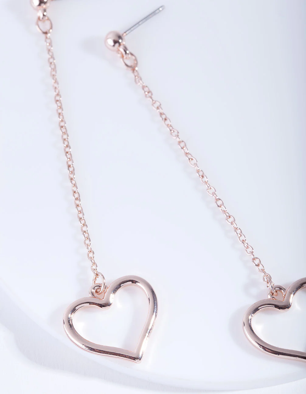 Rose Gold Heart Chain Drop Earrings - Image 6