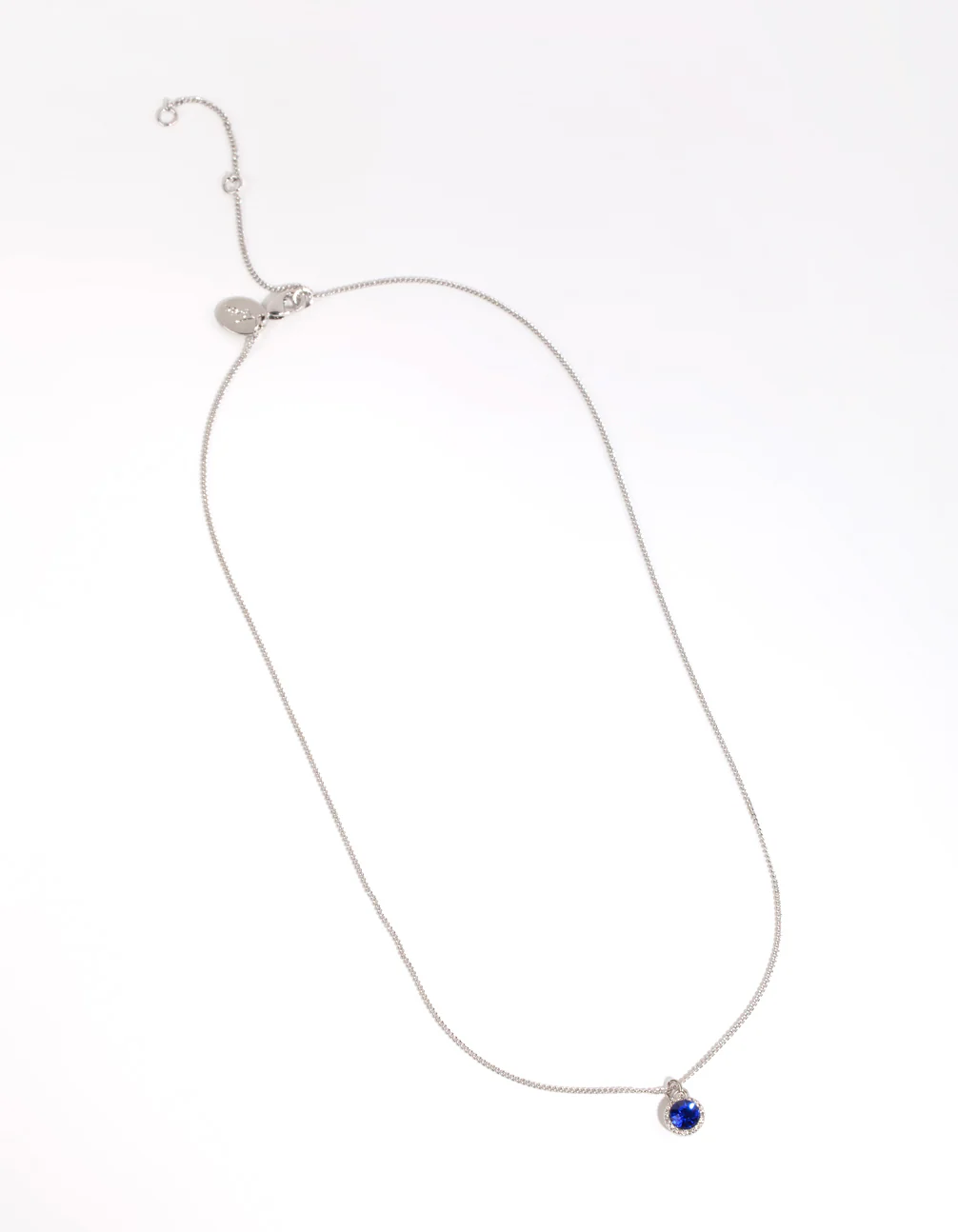 Silver Circle Diamante Pendant Necklace - Image 2