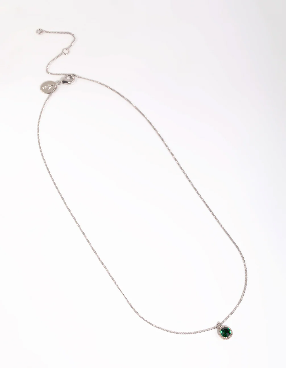 Silver Circle Diamante Pendant Necklace - Image 2