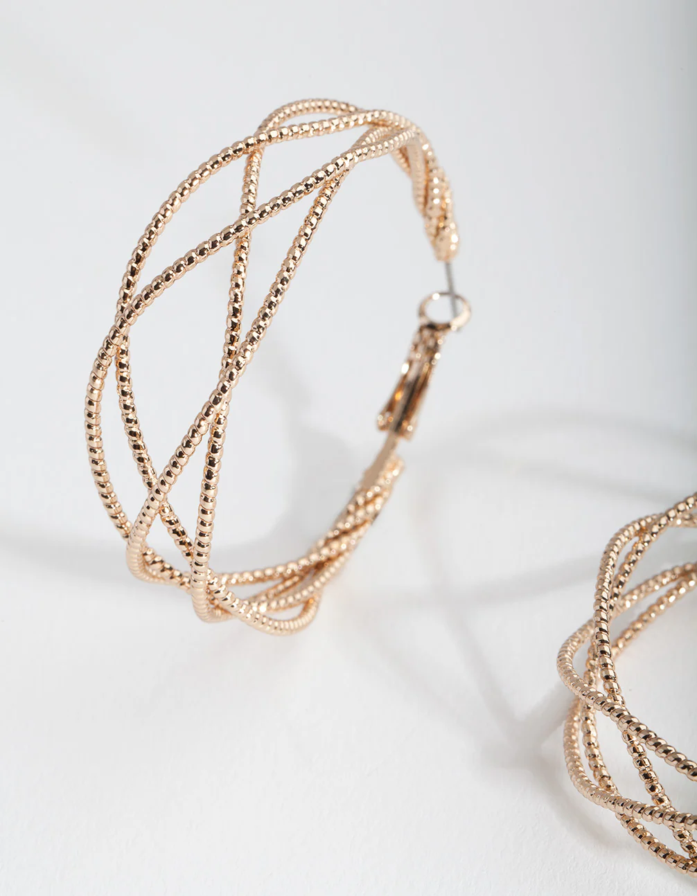 Gold Crossover Multi Hoop Earrings - Image 2