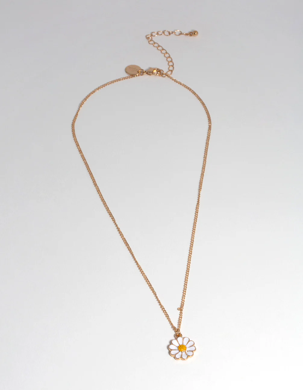 Gold Enamel Daisy Drop Necklace - Image 2