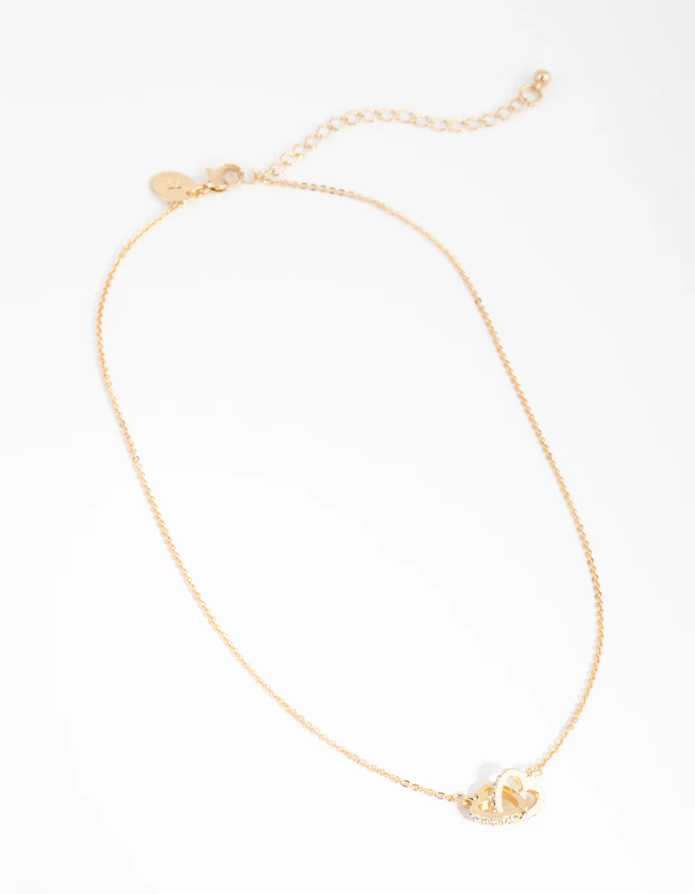 Gold Joined Heart Charm Necklace - Image 2