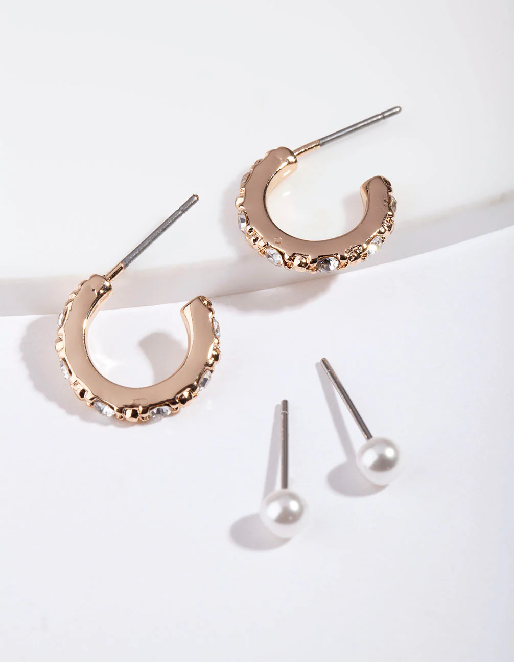 Gold Pearl Diamante Mini Earring Pack - Image 2