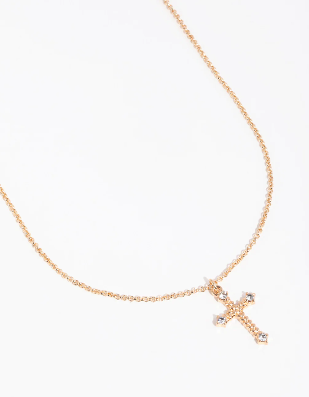 Gold Point Cross Pendant Necklace