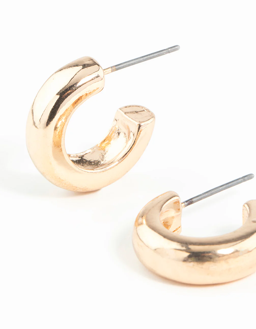 Gold Chubby Huggie Hoop Earrings - Image 2
