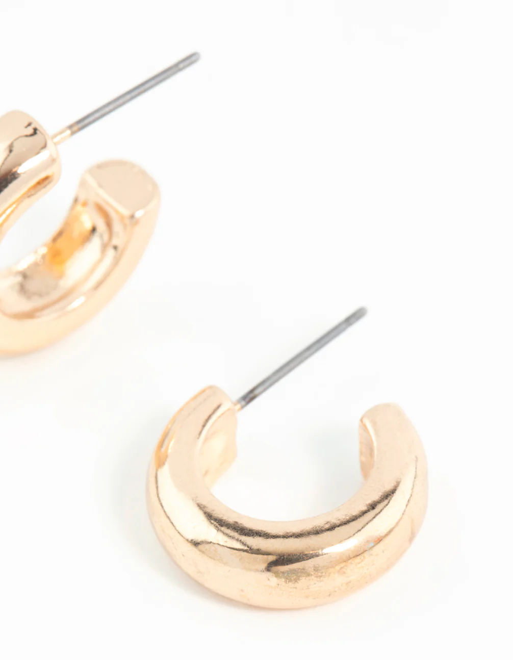 Gold Chubby Huggie Hoop Earrings - Image 3
