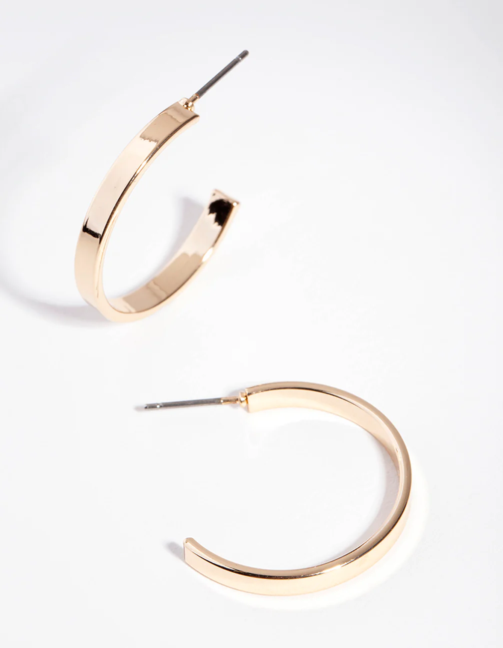 Gold Thick Flat Hoop Earrings - Image 2