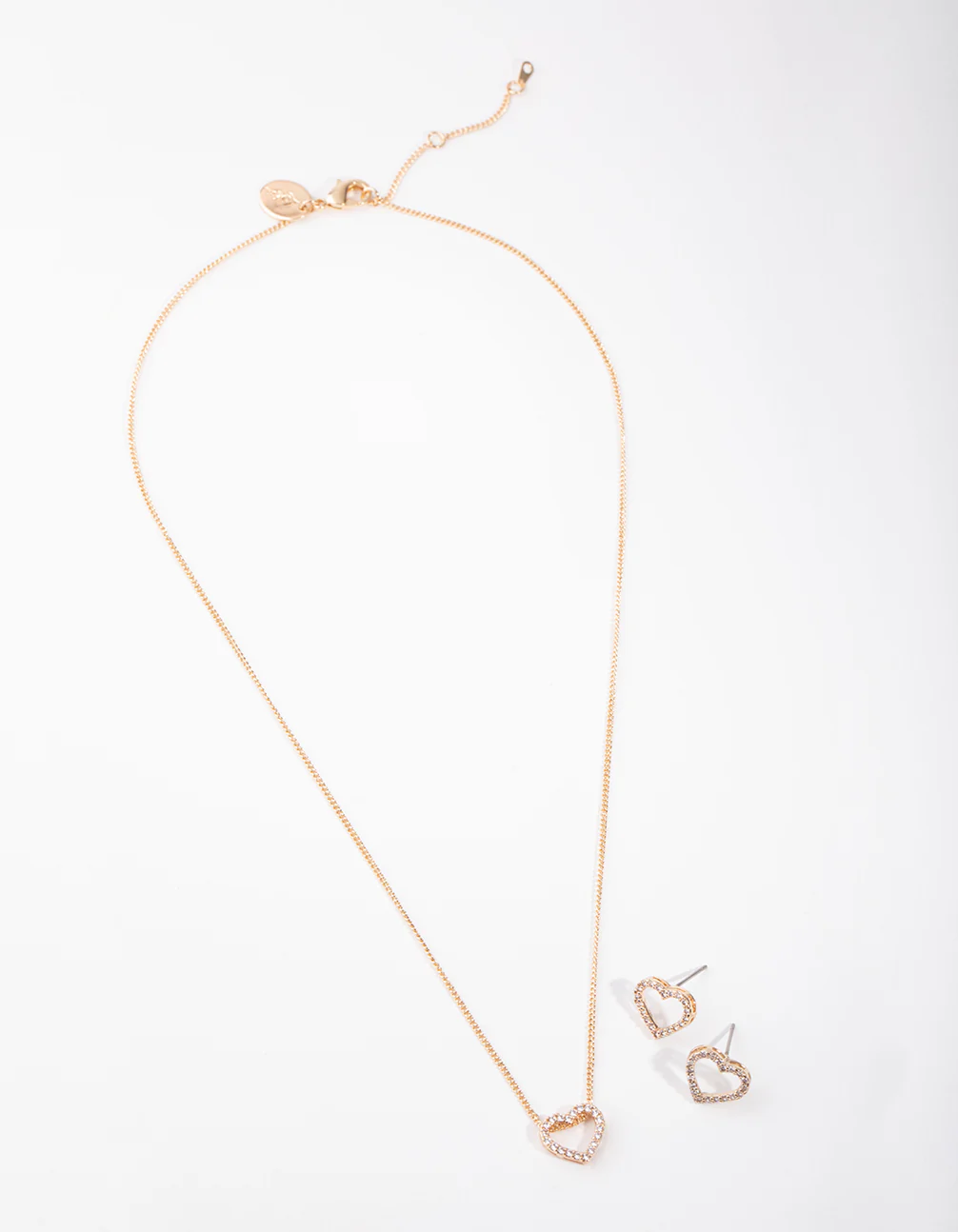 Gold Heart Diamond Simulants Necklace & Earrings - Image 2