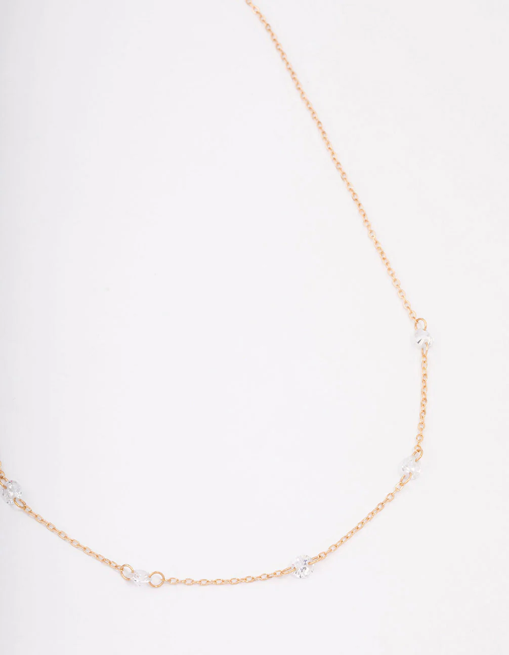 Gold Diamante Stone Chain Necklace