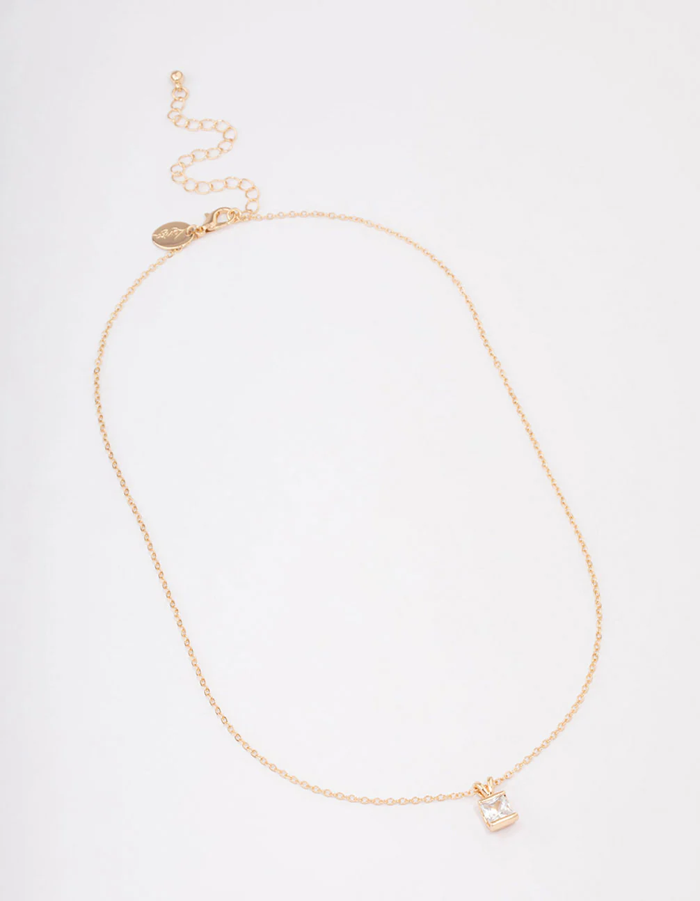 Gold Square Diamante Stone Short Necklace - Image 2