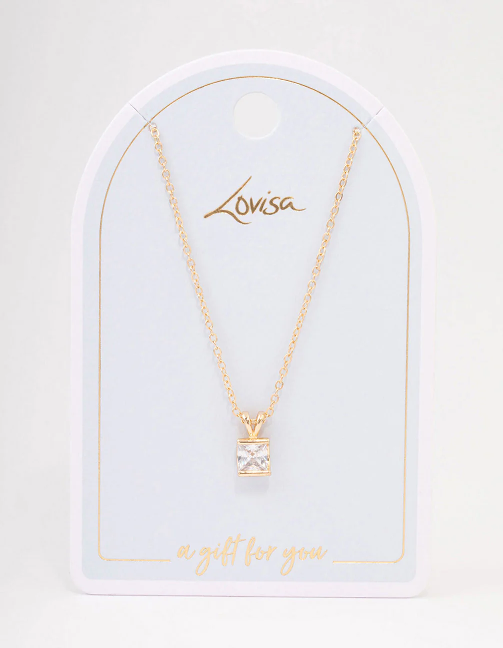 Gold Square Diamante Stone Short Necklace - Image 3