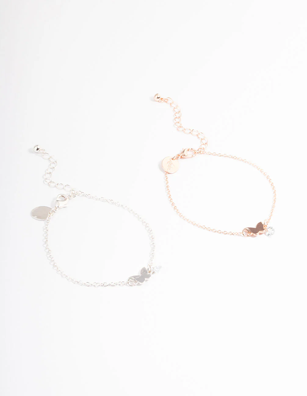 Mixed Metal Cubic Zirconia Butterfly Bracelet Pack - Image 2