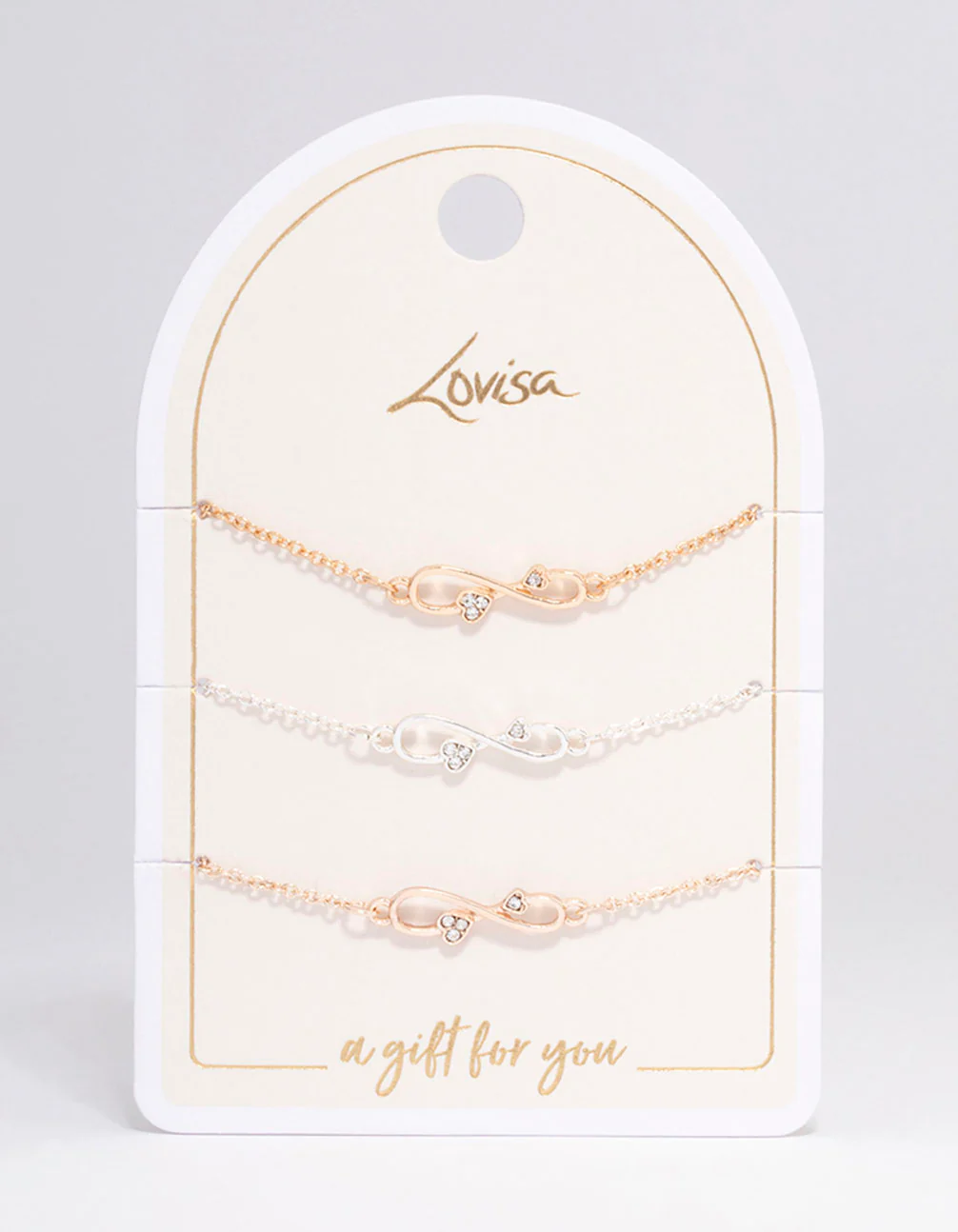Mixed Metal Diamante Infinity Bracelet 3-Pack - Image 2