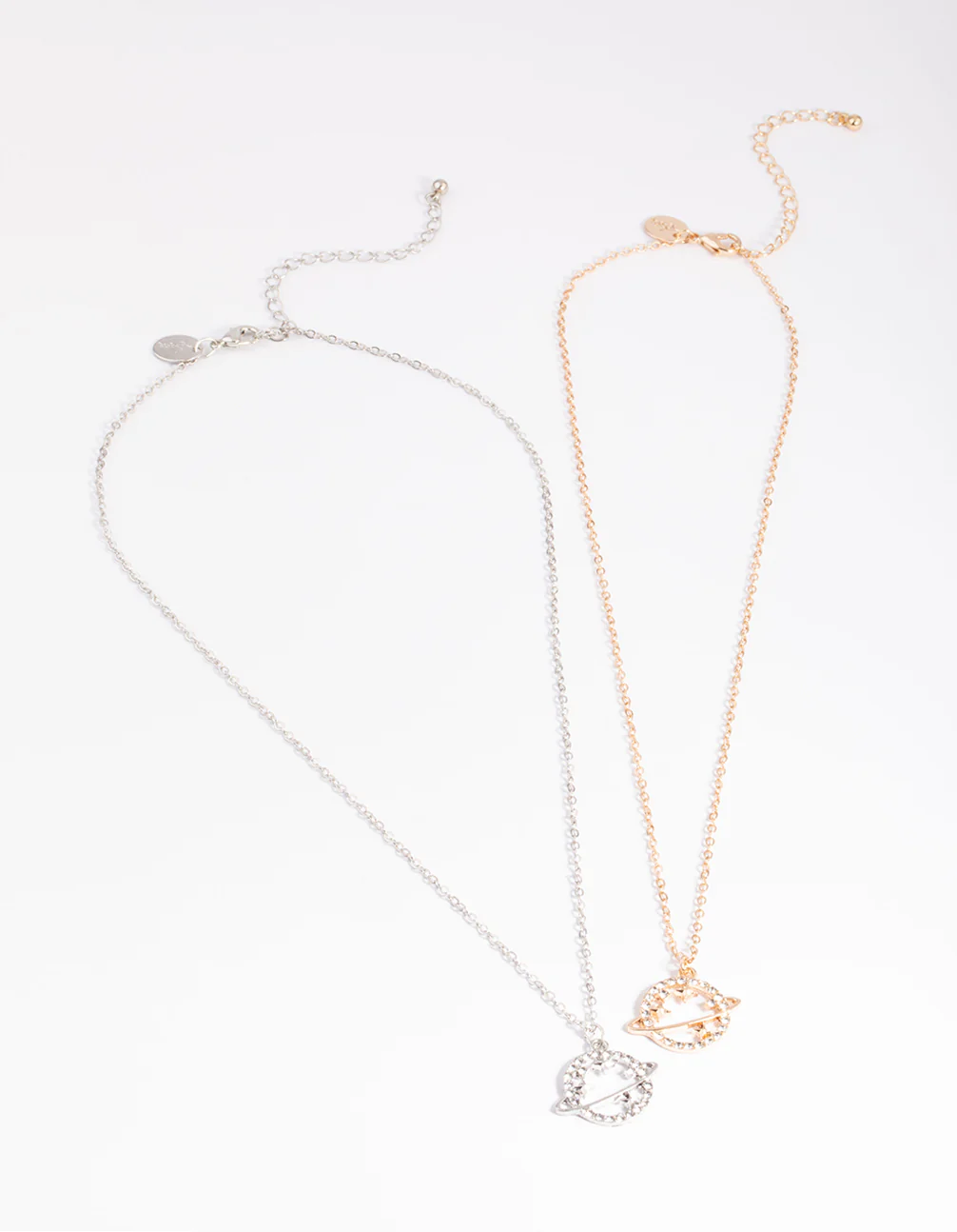 Mixed Metal Diamante Saturn Necklace Pack - Image 3