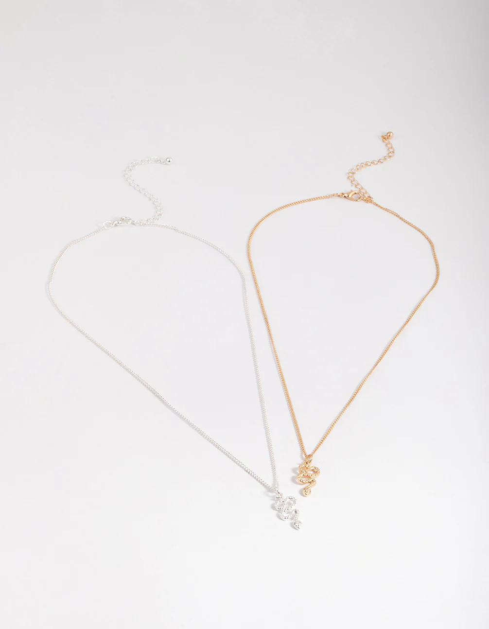 Mixed Metal Diamante Wiggle Snake Necklace Pack - Image 3