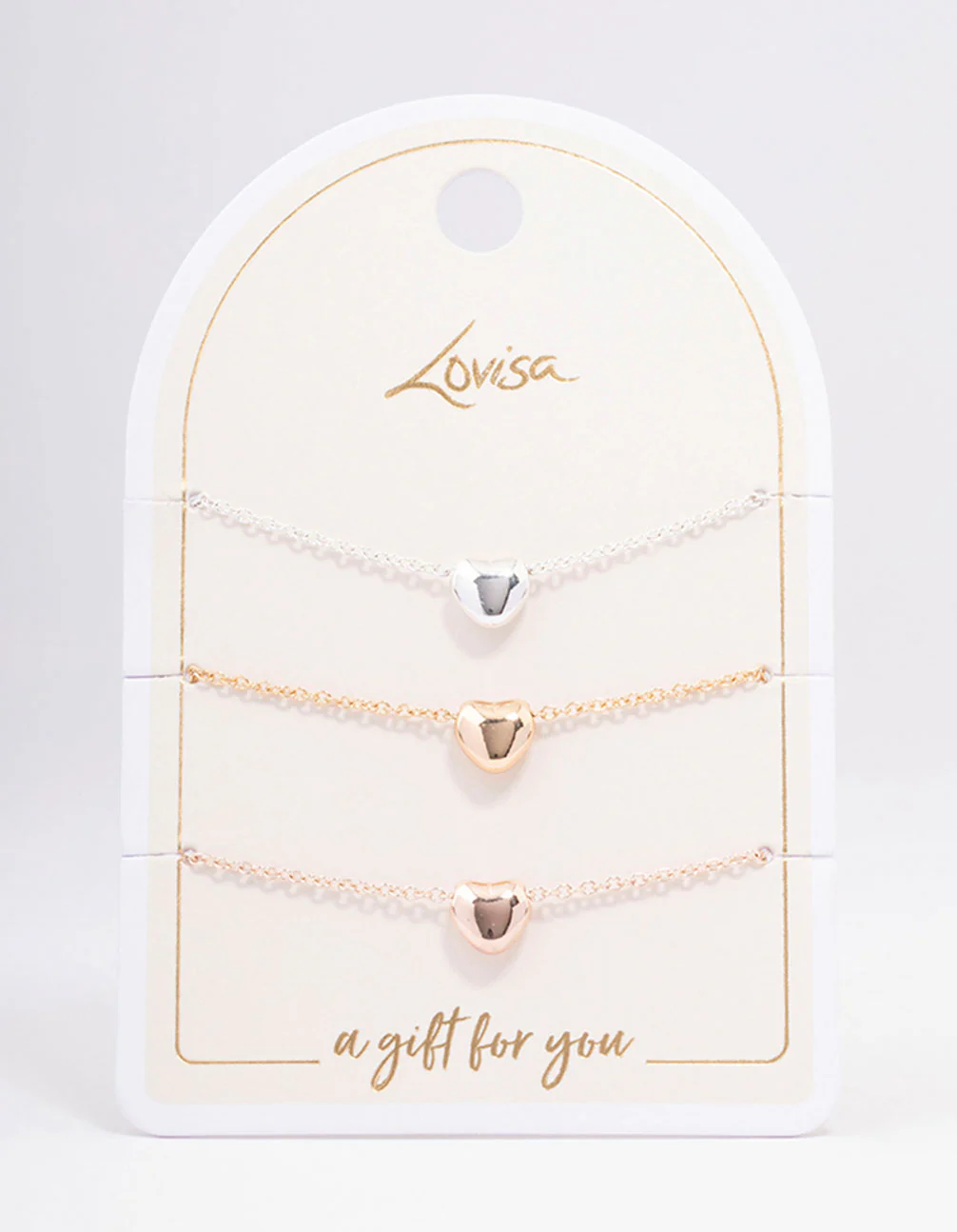 Rose Gold Double Diamante Open Heart Necklace - Image 2