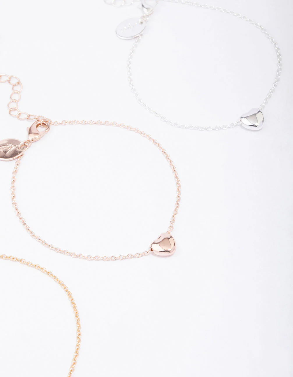 Rose Gold Double Diamante Open Heart Necklace - Image 3