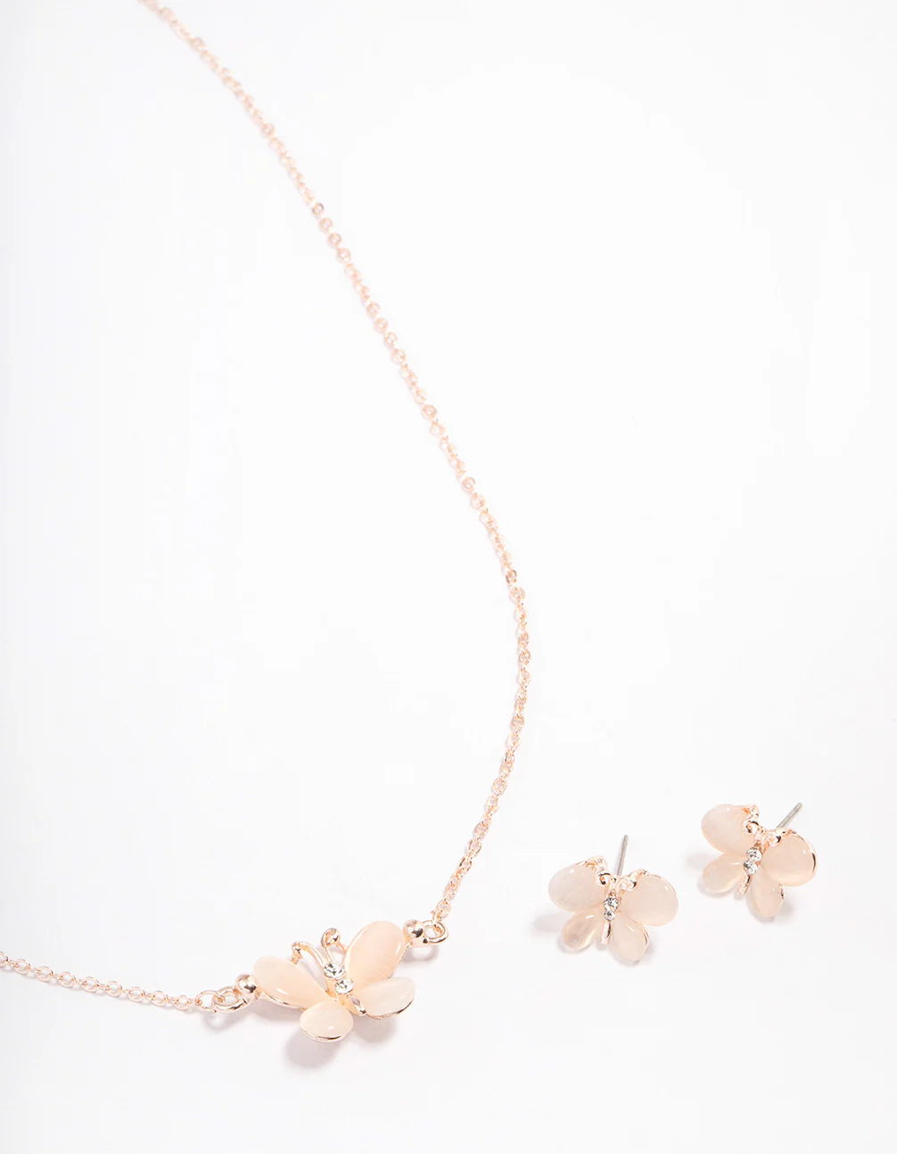 Rose Gold Cateye Butterfly Jewellery Set - Image 2