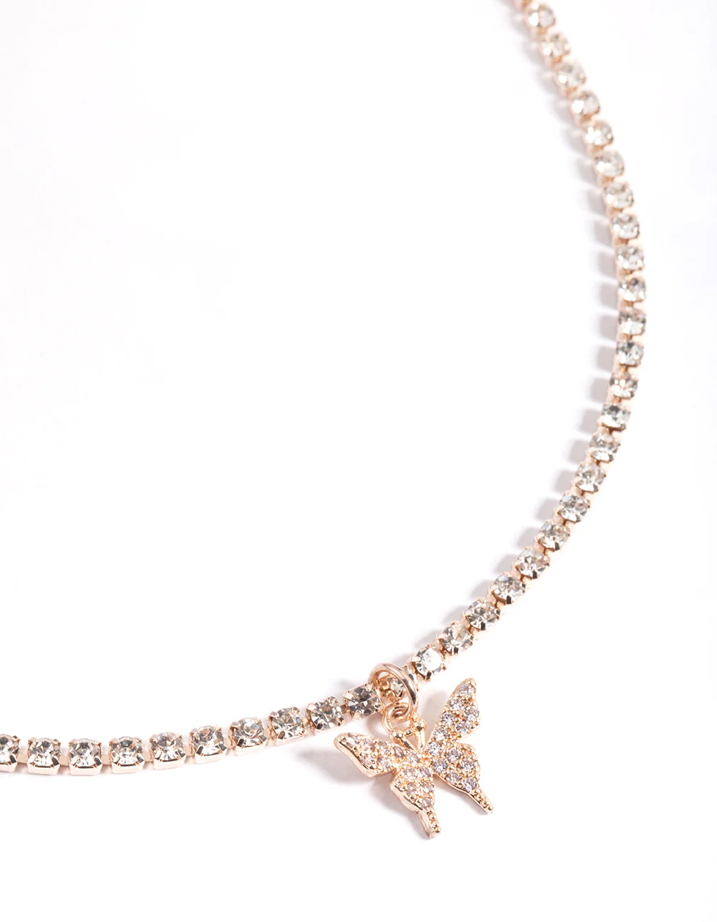 Rose Gold Cupchain Diamante Butterfly Necklace - Image 2