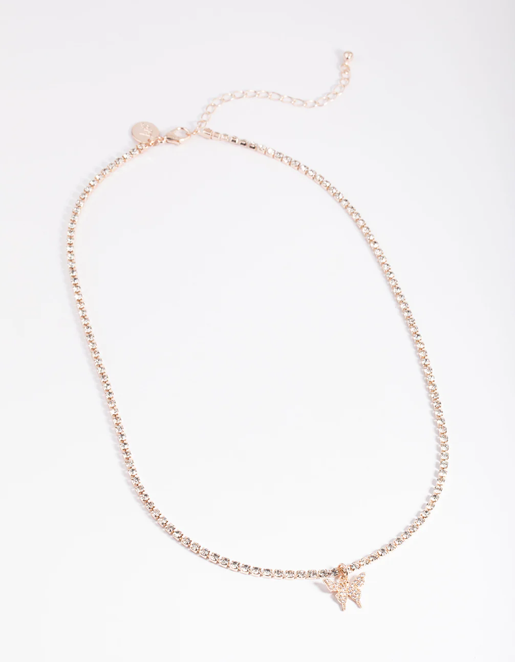 Rose Gold Cupchain Diamante Butterfly Necklace - Image 3